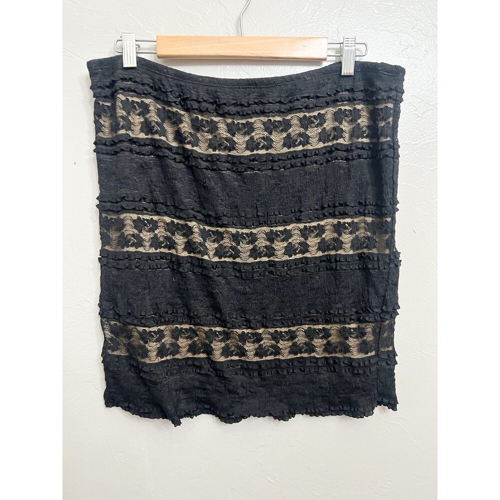 Max Studio Womens Elastic Waist Black Lace Boho Preppy Mini Skirt Size XL New